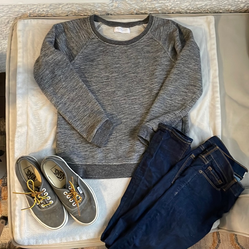 Everlane women's marled charcoal grey crew sweatshirt--size small